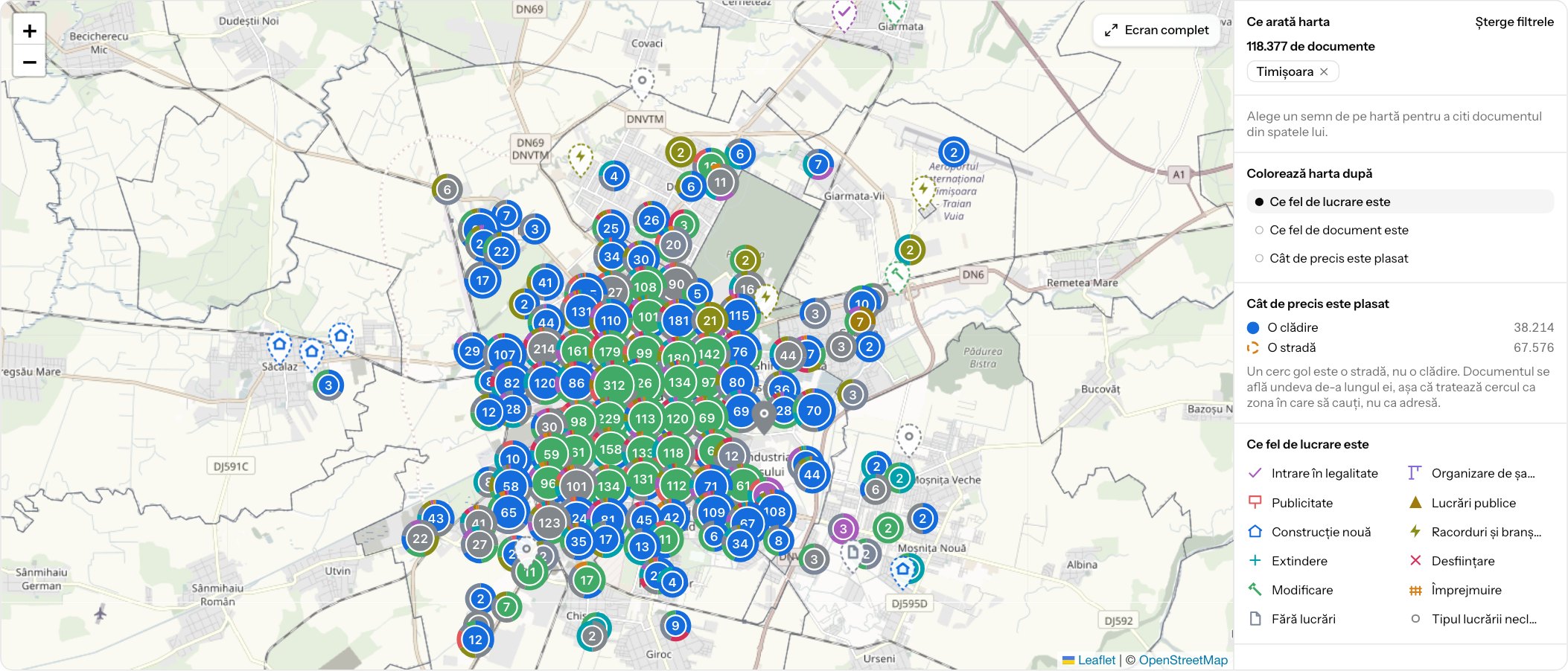 Harta Timișoarei cu proiectele de construcție, fiecare la adresa lui.